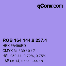 カラーコード: RGB 164 144.8 237.4 | qconv.com