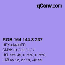 カラーコード: RGB 164 144.8 237 | qconv.com