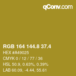 カラーコード: RGB 164 144.8 37.4 | qconv.com