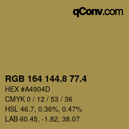 カラーコード: RGB 164 144.8 77.4 | qconv.com