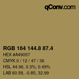 カラーコード: RGB 164 144.8 87.4 | qconv.com