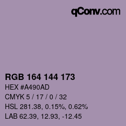 Color code: RGB 164 144 173 | qconv.com