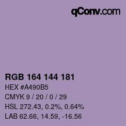 Color code: RGB 164 144 181 | qconv.com