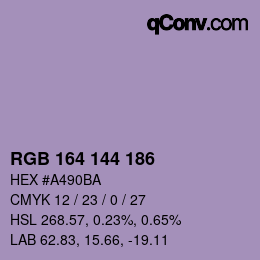 Color code: RGB 164 144 186 | qconv.com