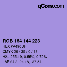 Color code: RGB 164 144 223 | qconv.com