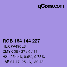 Código de color: RGB 164 144 227 | qconv.com
