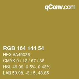 Color code: RGB 164 144 54 | qconv.com
