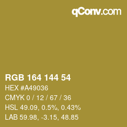 Color code: RGB 164 144 54 | qconv.com