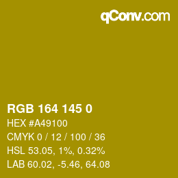 Color code: RGB 164 145 0 | qconv.com