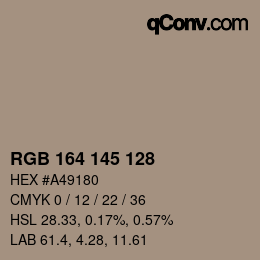 カラーコード: RGB 164 145 128 | qconv.com