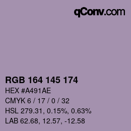 Color code: RGB 164 145 174 | qconv.com