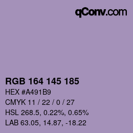 Color code: RGB 164 145 185 | qconv.com