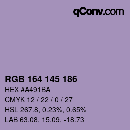 Color code: RGB 164 145 186 | qconv.com
