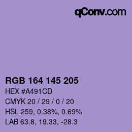 Color code: RGB 164 145 205 | qconv.com