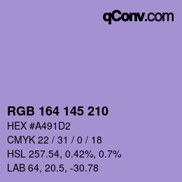 Color code: RGB 164 145 210 | qconv.com