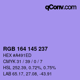 Color code: RGB 164 145 237 | qconv.com