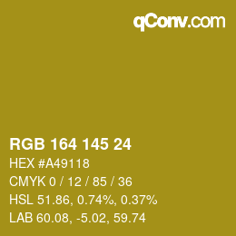 Color code: RGB 164 145 24 | qconv.com