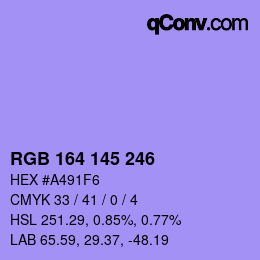 Color code: RGB 164 145 246 | qconv.com