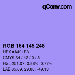 Color code: RGB 164 145 248 | qconv.com