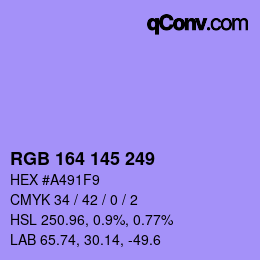 Color code: RGB 164 145 249 | qconv.com