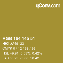 Color code: RGB 164 145 51 | qconv.com