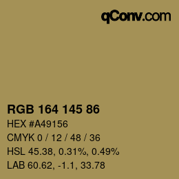 Color code: RGB 164 145 86 | qconv.com