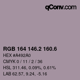 カラーコード: RGB 164 146.2 160.6 | qconv.com