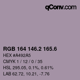 カラーコード: RGB 164 146.2 165.6 | qconv.com