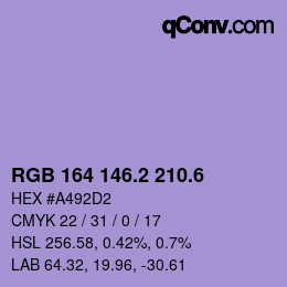 カラーコード: RGB 164 146.2 210.6 | qconv.com