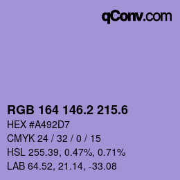 カラーコード: RGB 164 146.2 215.6 | qconv.com