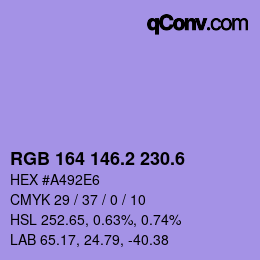 カラーコード: RGB 164 146.2 230.6 | qconv.com