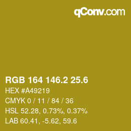 カラーコード: RGB 164 146.2 25.6 | qconv.com