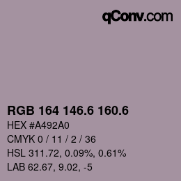 カラーコード: RGB 164 146.6 160.6 | qconv.com