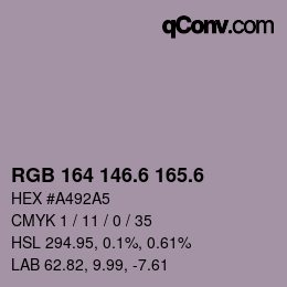 カラーコード: RGB 164 146.6 165.6 | qconv.com