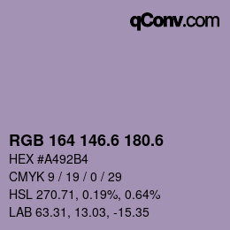 カラーコード: RGB 164 146.6 180.6 | qconv.com