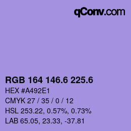カラーコード: RGB 164 146.6 225.6 | qconv.com