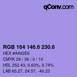 カラーコード: RGB 164 146.6 230.6 | qconv.com