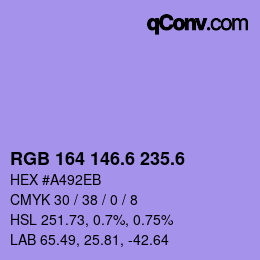 カラーコード: RGB 164 146.6 235.6 | qconv.com