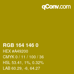 颜色代码: RGB 164 146 0 | qconv.com