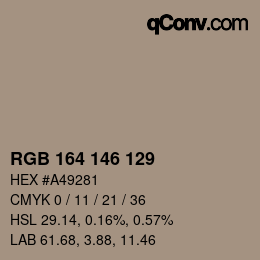 Color code: RGB 164 146 129 | qconv.com