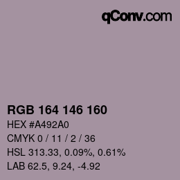 Color code: RGB 164 146 160 | qconv.com