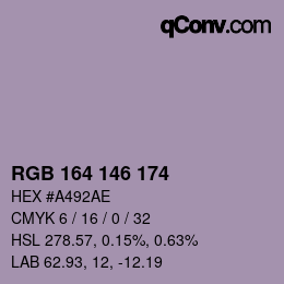 Color code: RGB 164 146 174 | qconv.com