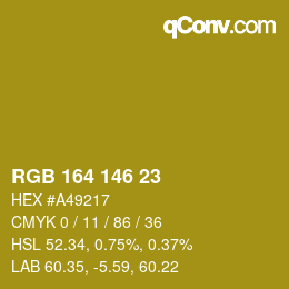 カラーコード: RGB 164 146 23 | qconv.com
