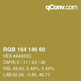カラーコード: RGB 164 146 60 | qconv.com