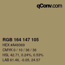 Color code: RGB 164 147 105 | qconv.com