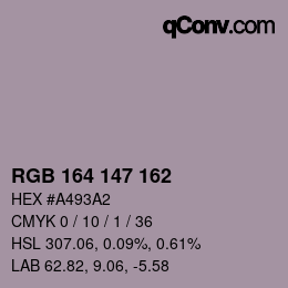 カラーコード: RGB 164 147 162 | qconv.com