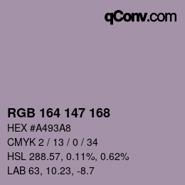 Color code: RGB 164 147 168 | qconv.com