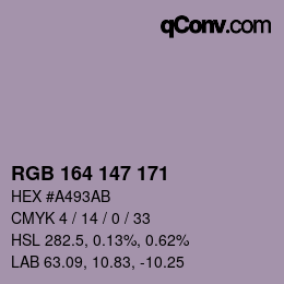 Color code: RGB 164 147 171 | qconv.com