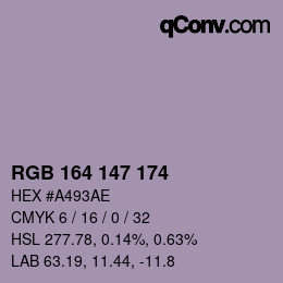 Color code: RGB 164 147 174 | qconv.com