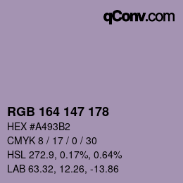 Color code: RGB 164 147 178 | qconv.com